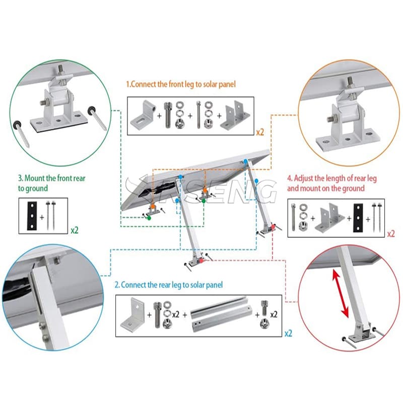 Adjustable Front Leg Rear Leg Solar Bracket